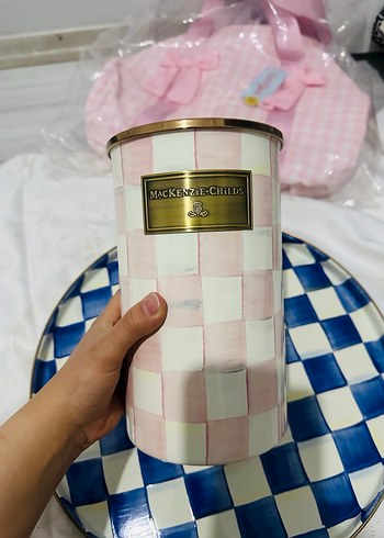 Mackenzie-Childs Pembe Desenli Kapaklı Kavanoz - Görsel 2