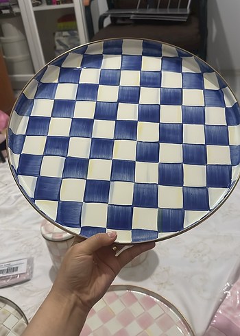 Mackenzie-Childs Pembe Desenli Kapaklı Kavanoz - Görsel 3