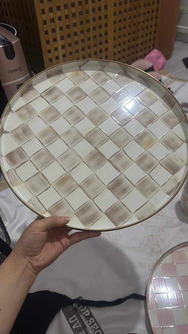 Mackenzie-Childs Pembe Desenli Kapaklı Kavanoz - Görsel 4