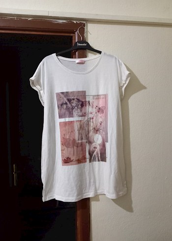 Baskılı Beyaz Hamile Tişörtü - Görsel 3