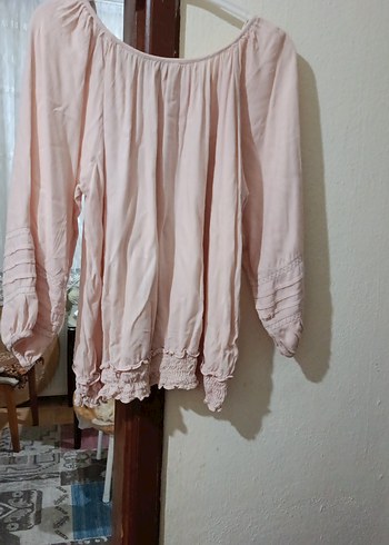 Diğer Romantik Pudra Pembe Uzun Kollu Bluz
