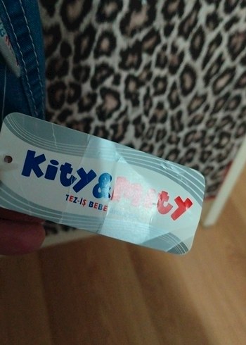 Renkli Nakışlı Mavi kız Kot Salopet - Görsel 2