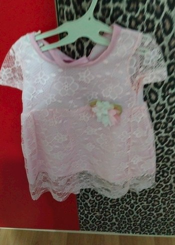 Kız Çocuk Pembe Dantel Elbise - Görsel 2