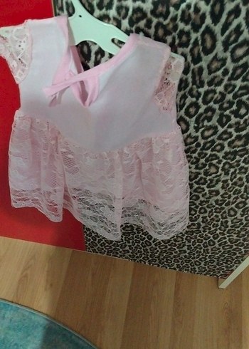 Kız Çocuk Pembe Dantel Elbise - Görsel 3