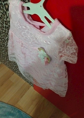 Kız Çocuk Pembe Dantel Elbise - Görsel 4