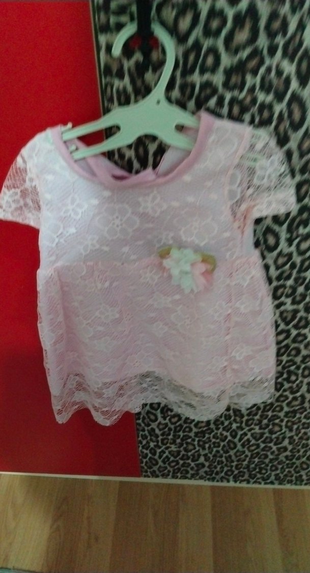 Kız Çocuk Pembe Dantel Elbise - Görsel 2