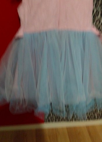 Kız Çocuk Pembe Fırfırlı V Yakalı Elbise - Görsel 4