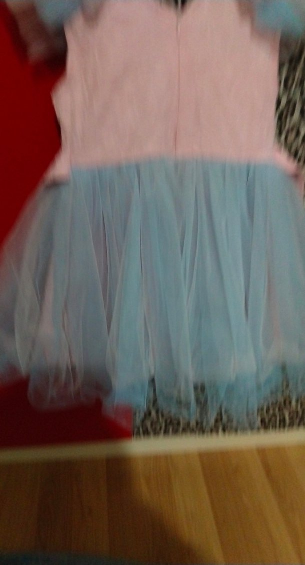 Kız Çocuk Pembe Fırfırlı V Yakalı Elbise - Görsel 4