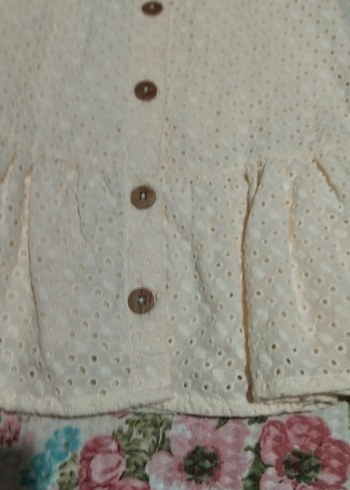 Kız Çocuk Beyaz Nakışlı Pamuklu Elbise - Görsel 3