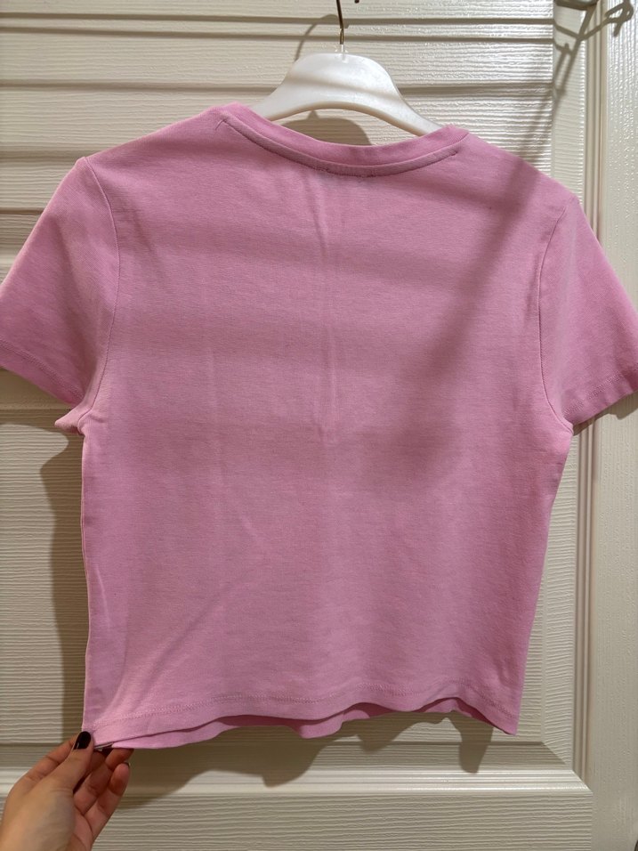 Pembe Baskılı Kısa Kollu Tişört - Görsel 4
