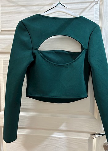 Yeşil Straplez Uzun Kollu Kadın Bluz - Görsel 3