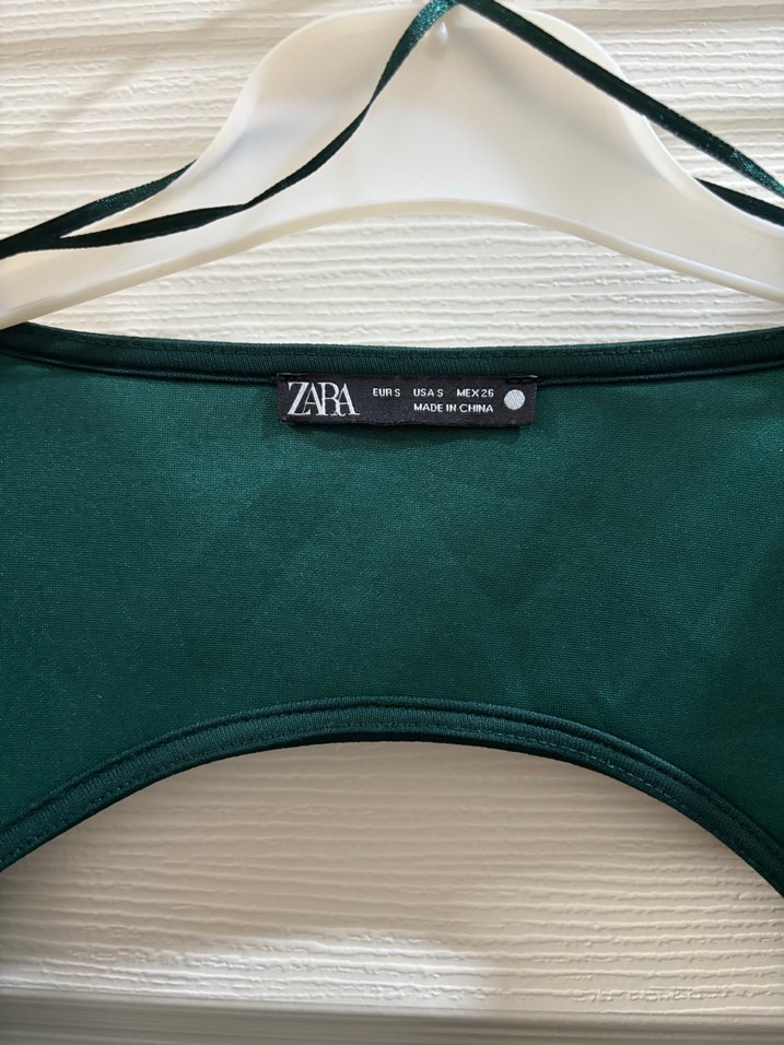 Yeşil Straplez Uzun Kollu Kadın Bluz - Görsel 2