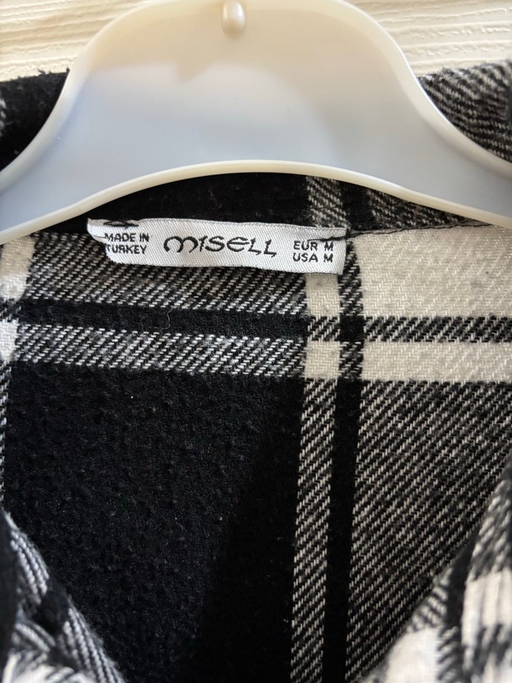 Düğmeli Gri Ekose Kadın Gömlek - Görsel 2