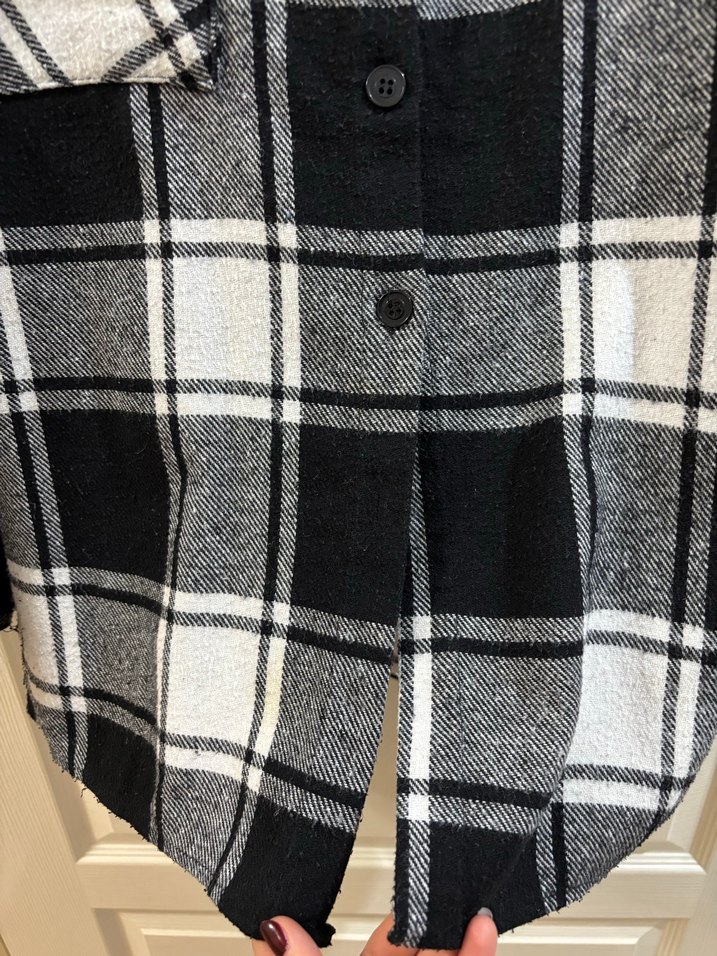 Düğmeli Gri Ekose Kadın Gömlek - Görsel 3