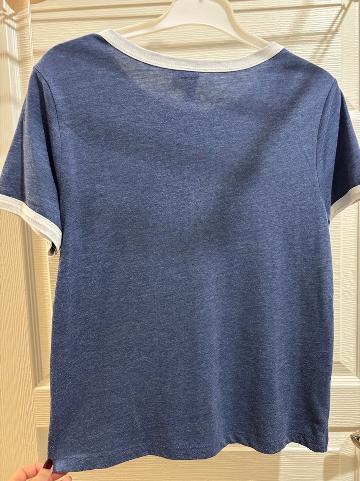 Mavi Kısa Kollu Denim Tişört - Görsel 3