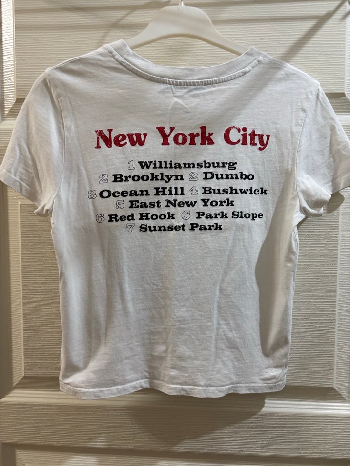 Beyaz New York Baskılı Kısa Kesim Tişört - Görsel 3