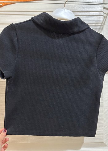 Düğmeli Siyah Kısa Kollu Keten Mini Gömlek - Görsel 3