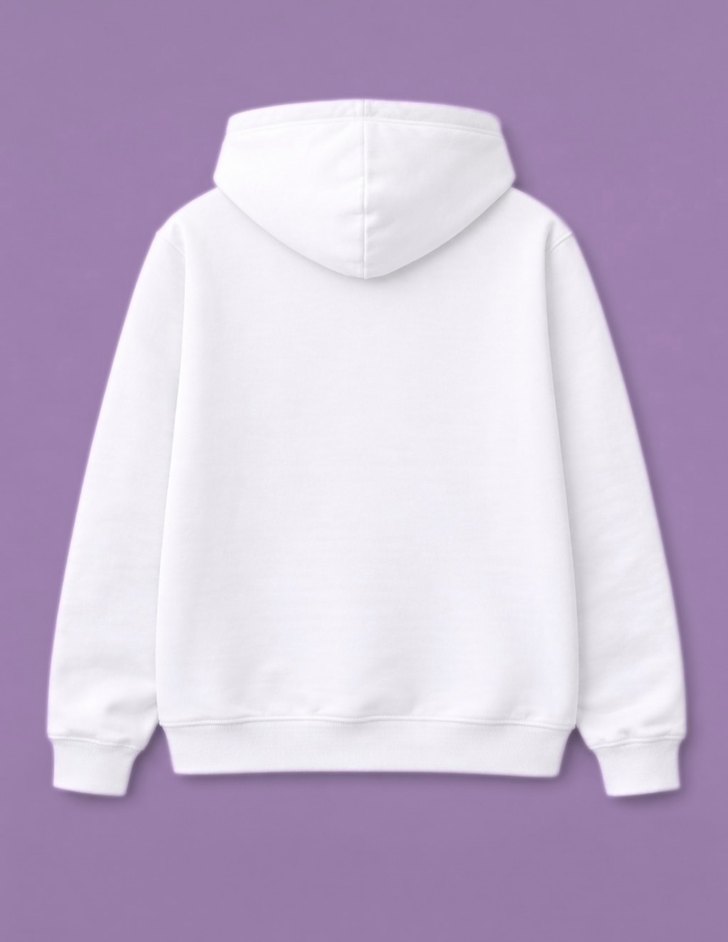 Kadın Beyaz Kapüşonlu Pamuklu Sweatshirt - Görsel 2