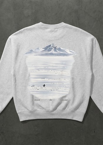 Penguen baskılı beyaz unisex Sweatshirt - Görsel 2