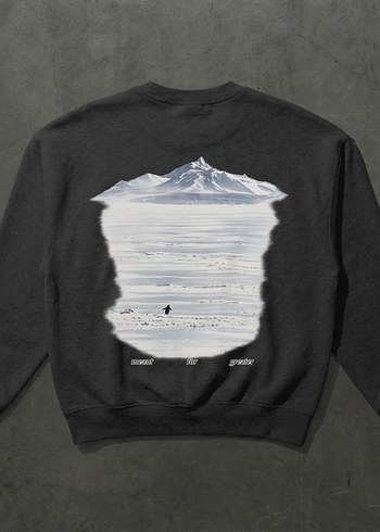 Siyah penguin baskılı unısex Sweatshirt - Görsel 2