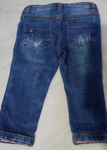 Nakışlı Mavi Kız Kot Pantolon - Görsel 2