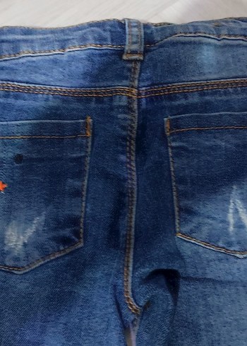 Nakışlı Mavi Kız Kot Pantolon - Görsel 5