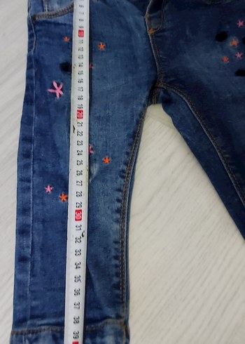 Nakışlı Mavi Kız Kot Pantolon - Görsel 6