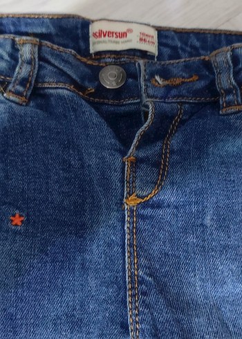 Nakışlı Mavi Kız Kot Pantolon - Görsel 3