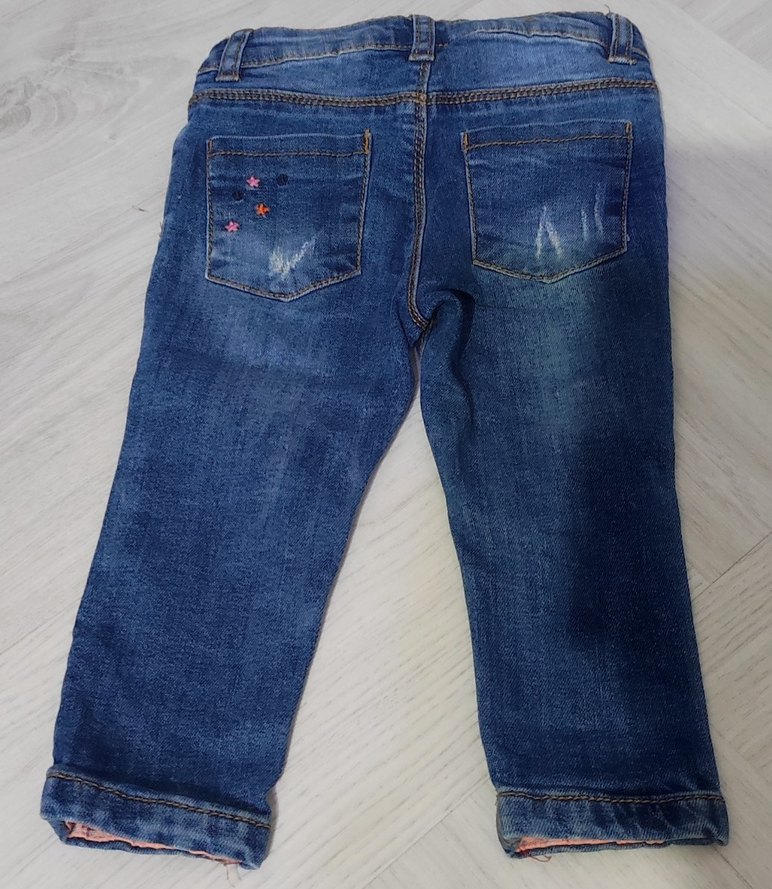 Nakışlı Mavi Kız Kot Pantolon - Görsel 2