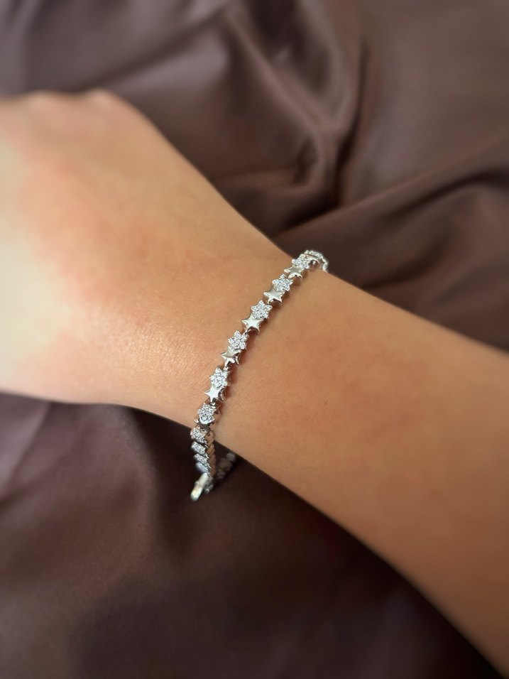 Mini Yıldızlı Pırlantalı Xuping Bileklik - Görsel 2