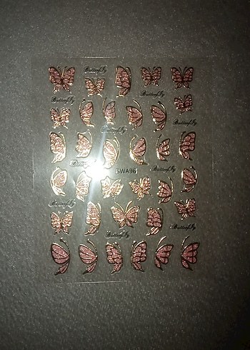 Kahverengi Kelebek Desenli Tırnak Süslemeleri - Görsel 2