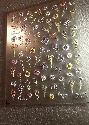 Çiçek Desenli Çok Renkli Tırnak Süsü - Görsel 3