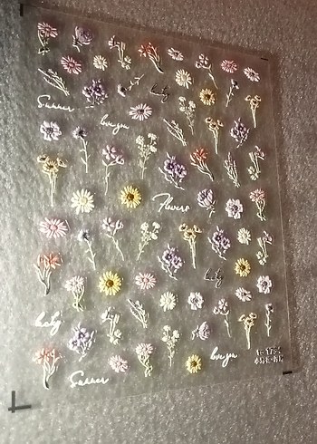 Çiçek Desenli Çok Renkli Tırnak Süsü - Görsel 2