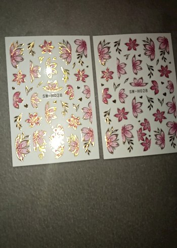 2Pembe Çiçek Desenli Tırnak Süslemeleri - Görsel 2