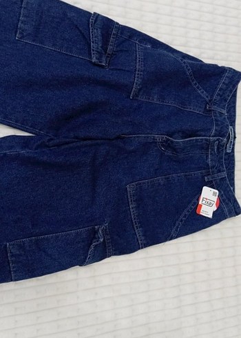 Kadın Lacivert Bol Kesim Midi Denim Pantolon - Görsel 4