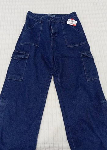 Kadın Lacivert Bol Kesim Midi Denim Pantolon - Görsel 3