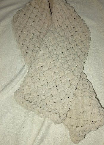 Bej Örgü Bohem Bebek Yelek ve atkı set - Görsel 2