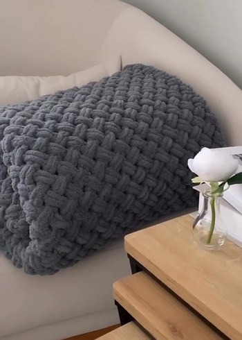 Gri Örgü yetişkun Battaniyesi - Görsel 3