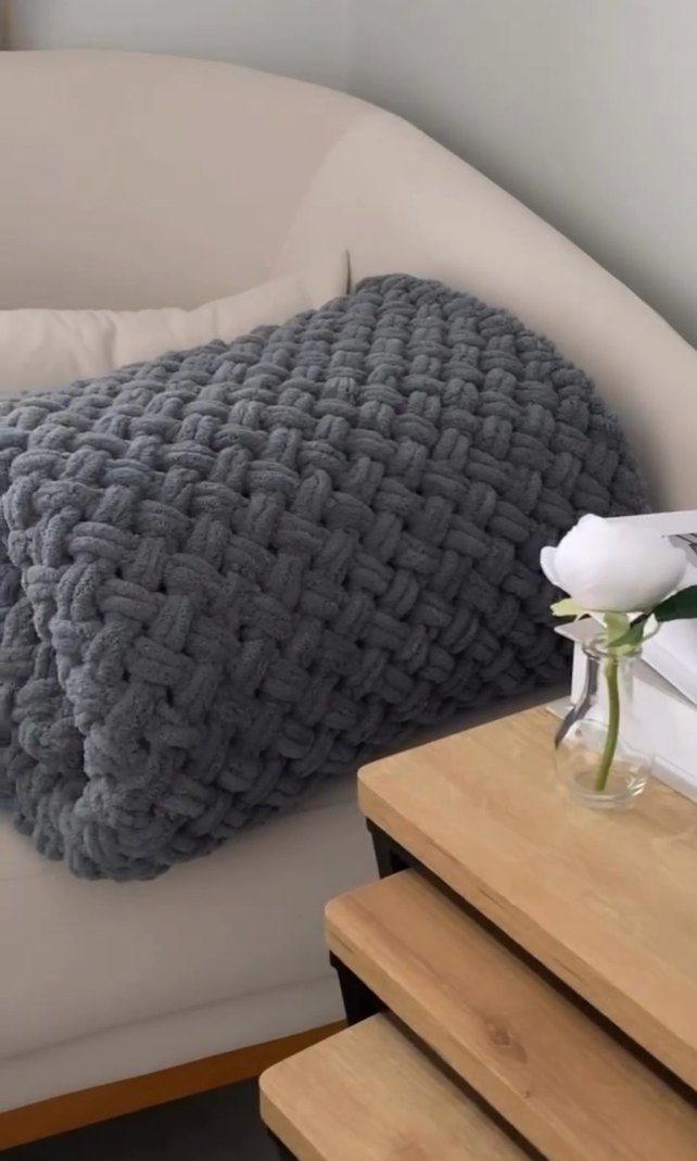 Gri Örgü yetişkun Battaniyesi - Görsel 3