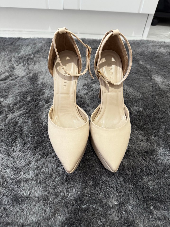 Bej Tokalı Stiletto Kadın Abiye Ayakkabı - Görsel 3