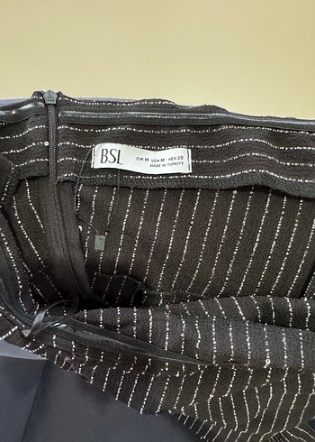 Uzun Çizgili Drapeli Siyah Hamile Eteği - Görsel 2