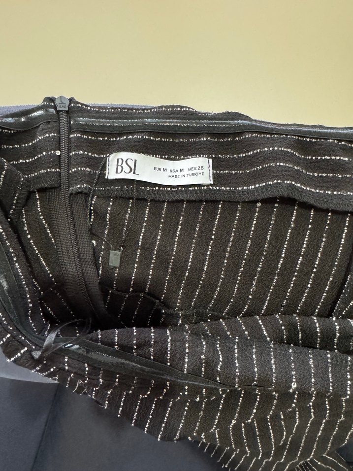 Uzun Çizgili Drapeli Siyah Hamile Eteği - Görsel 2