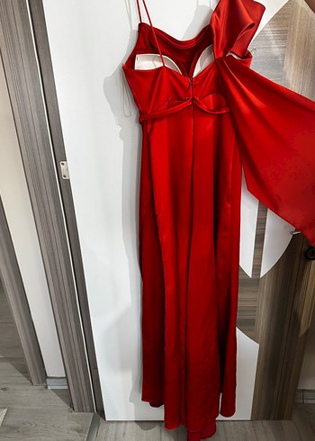 Uzun Drapeli Straplez Abiye Elbise - Görsel 4