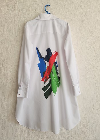 Armine Trend Arkası Sanatsal Baskılı Beyaz Tunik 40 Beden L - Görsel 2