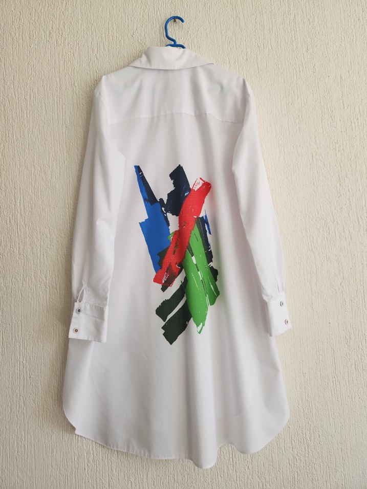 Armine Trend Arkası Sanatsal Baskılı Beyaz Tunik 40 Beden L - Görsel 2