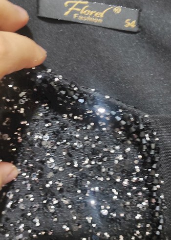 Uzun Parlak Siyah Kadın Abiye Elbise 54 beden - Görsel 2