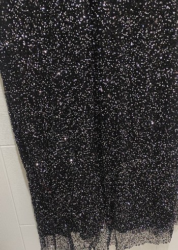 Uzun Parlak Siyah Kadın Abiye Elbise 54 beden - Görsel 6