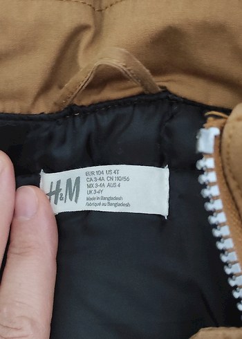 h&m Kürklü Kapüşonlu Erkek Çocuk Kahverengi Mont - Görsel 2