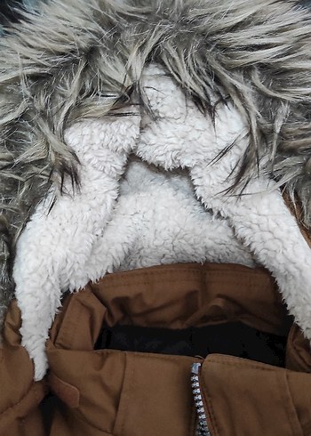 h&m Kürklü Kapüşonlu Erkek Çocuk Kahverengi Mont - Görsel 6