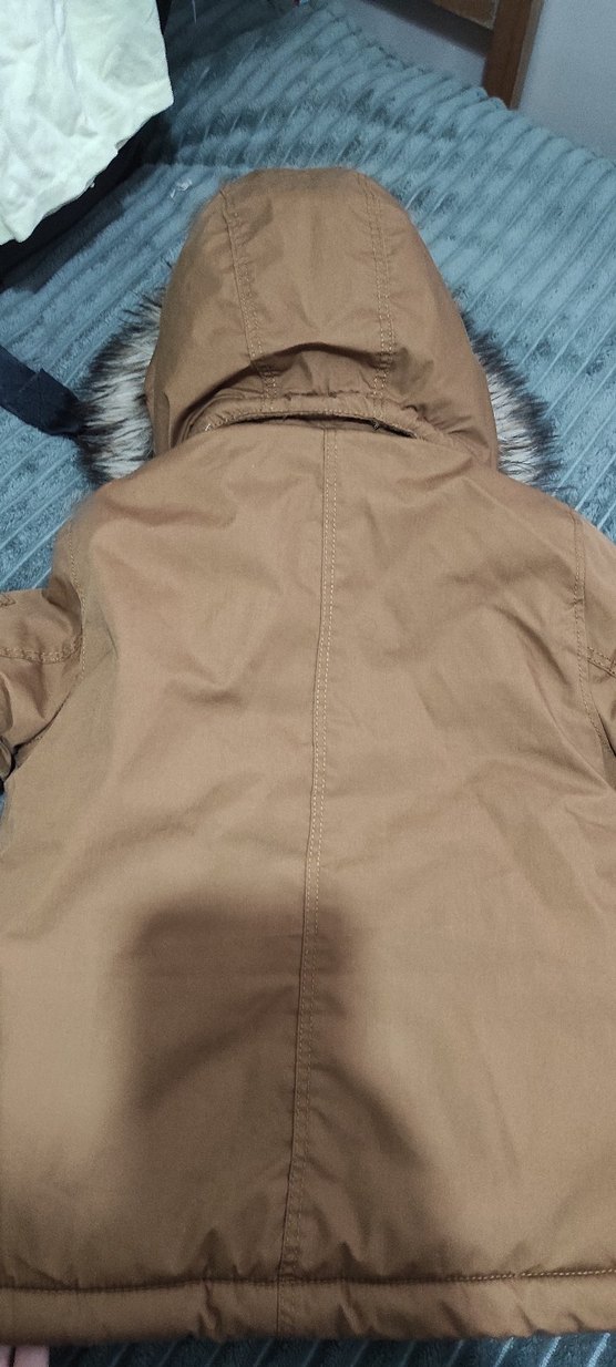 h&m Kürklü Kapüşonlu Erkek Çocuk Kahverengi Mont - Görsel 5